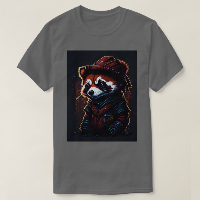 Camiseta chapéu vermelho giro vestindo panda (Frente do Design)