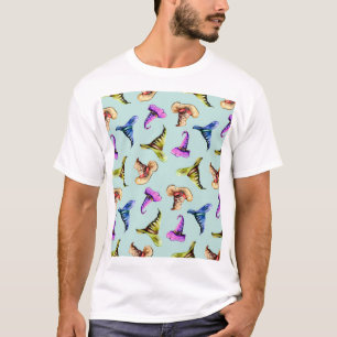 Camiseta Chapéus antigos de aquarela: fundo azul.
