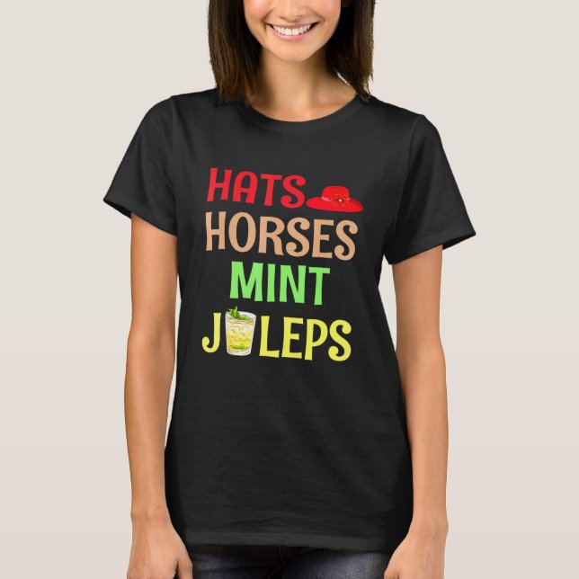 Camiseta Chapéus Cavalos Mint Juleps - Garota de Corrida de (Frente)
