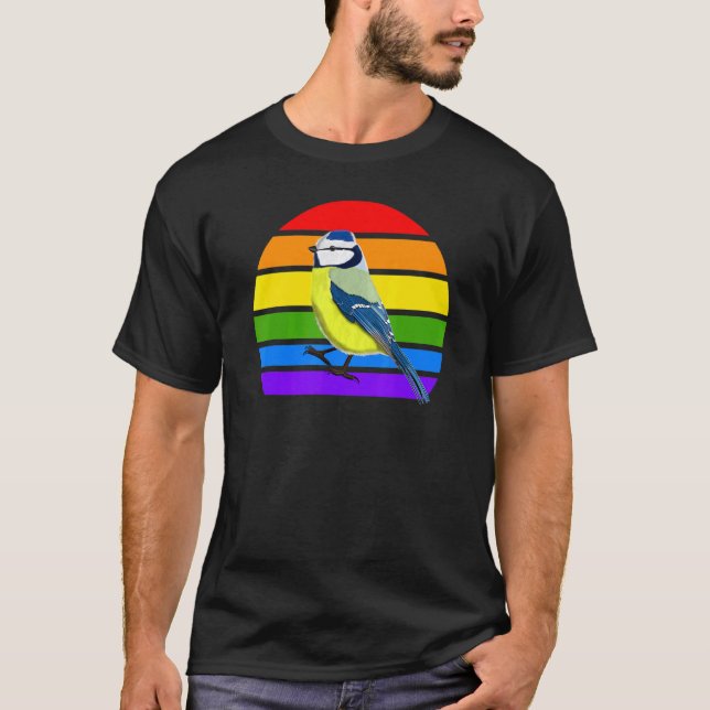 Camiseta Chapim-azul Ave Arco-íris Observador de Pássaros P (Frente)