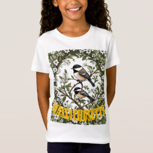 Camiseta Chapim-de-cabeça-preta de Massachusetts e Mayflowe