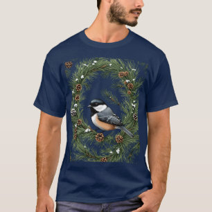 Camiseta Chapim-de-cabeça-preta-do-Maine com padrão de pinh