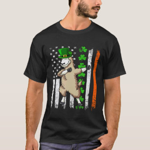 Camiseta Chapinhando Llama Chapéu de Leprechaun Bandeira Am
