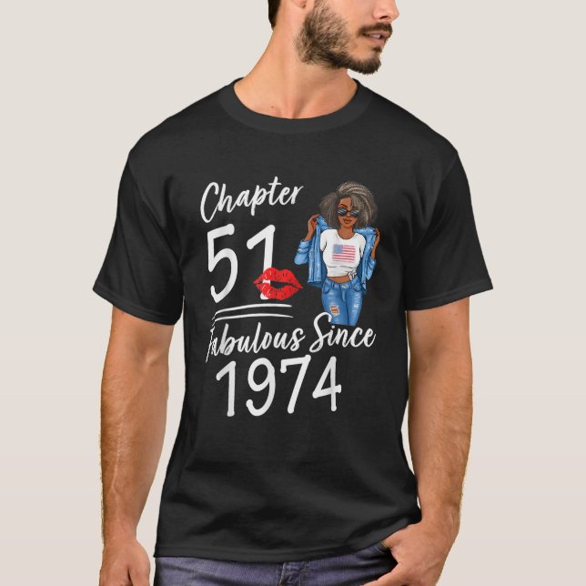 Camiseta Chapter 51 Fabulous Since 1974 51st Birthday Afro  (Frente)