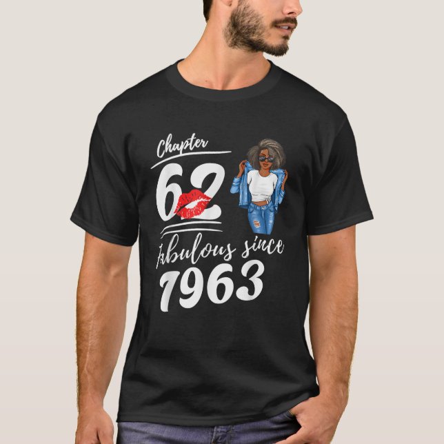 Camiseta Chapter 62 Fabulous Since 1963 62nd Birthday Afro  (Frente)