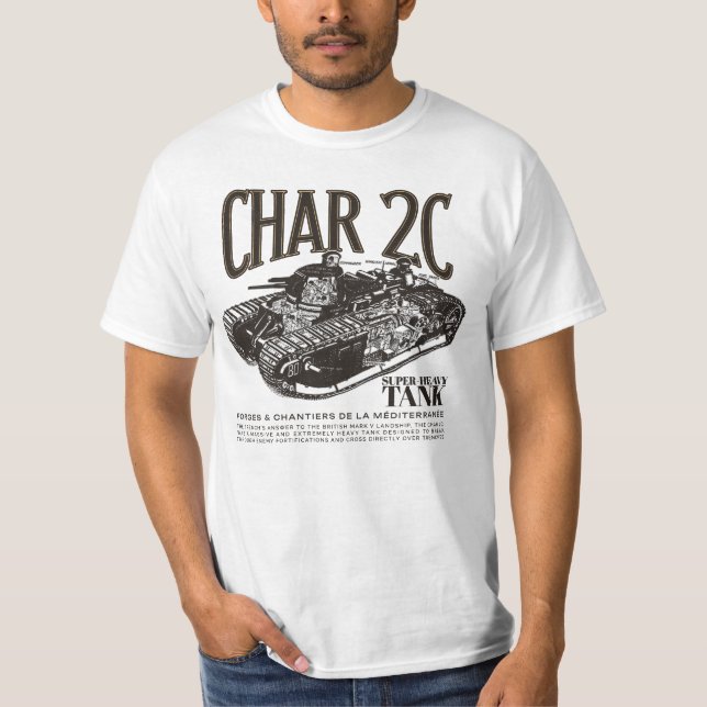Camiseta CHAR 2C - WW1 French Heavy Tank (Frente)