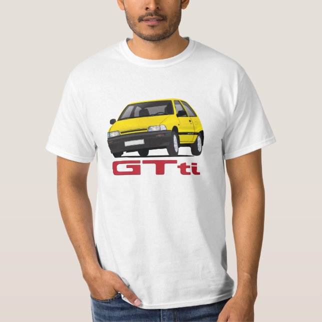 Camiseta Charada GTti Turbo de Daihatsu, amarelo com o (Frente)