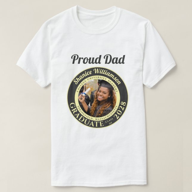 Camiseta Charcoal Photo Modern Graduation Proud Dad (Frente do Design)