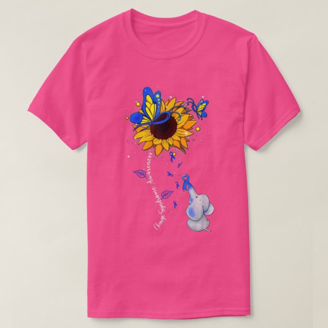 Camiseta Charge Syndrome Awareness Sunflower Elephant Men W (Frente do Design)