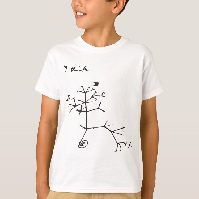Camiseta Charles Darwin - I Think (Black) (Frente)