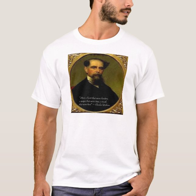 Camiseta Charles Dickens & Citação de Coração (Frente)