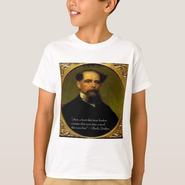 Camiseta Charles Dickens & Citação de Coração (Frente)