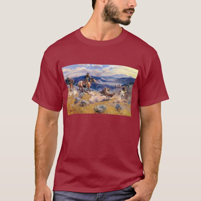 Camiseta Charles M. Russell's Loops e Swift Horses (1916) (Frente)