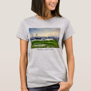 Camiseta Charleston Harbor Boats Sunset T-shirt