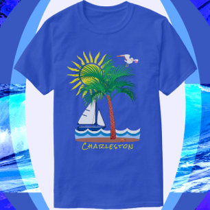 Camiseta Charleston, South Carolina Sailboat e Sunshine
