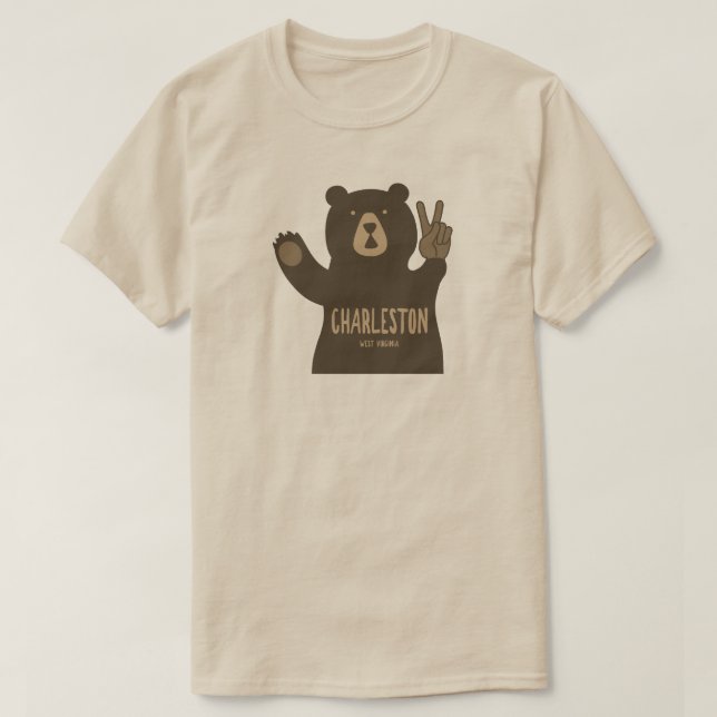 Camiseta Charleston West Virginia Urso da Paz (Frente do Design)