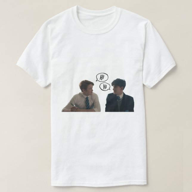 Camiseta Charlie and Nick _quot_hi_quot_ Heartstopper   (Frente do Design)