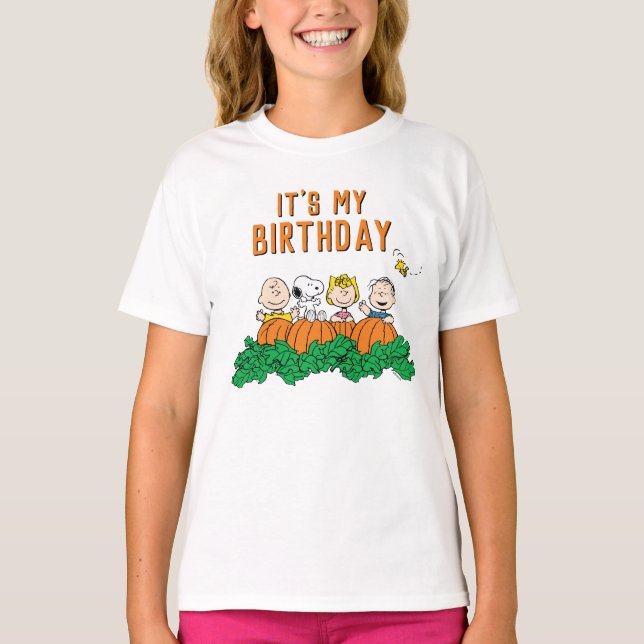 Camiseta Charlie Brown e Gang Pumpkin Birthday (Frente)