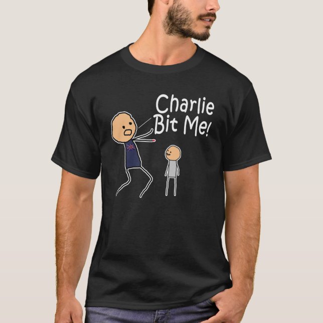 Camiseta Charlie mordeu-me t-shirt escuro (Frente)