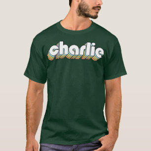 Camiseta Charlie Retro Rainbow Tipografia Estilo Esmaecido