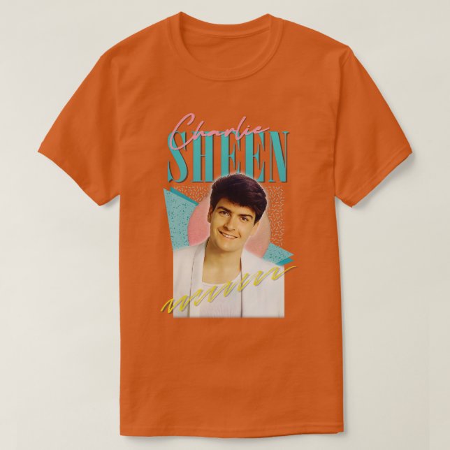 Camiseta Charlie Sheen 80s estético (Frente do Design)