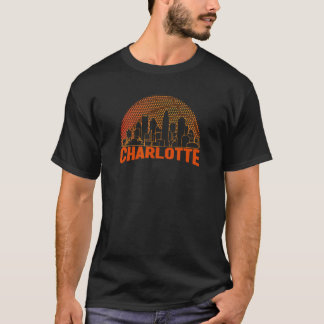 Camiseta Charlotte Basketball Skyline Cityscape Retro Vinta