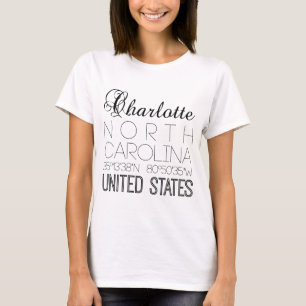 Camiseta Charlotte, Carolina do Norte, elegante dos Estados