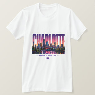 Camiseta Charlotte Carolina do Norte Silhueta da Cidade Nom