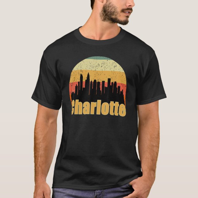 Camiseta Charlotte Nc Skyline Silhouette Sunset I Love Char (Frente)