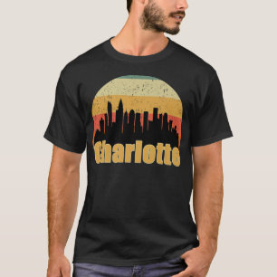 Camiseta Charlotte NC Skyline Silhouette Sunset I Love Char