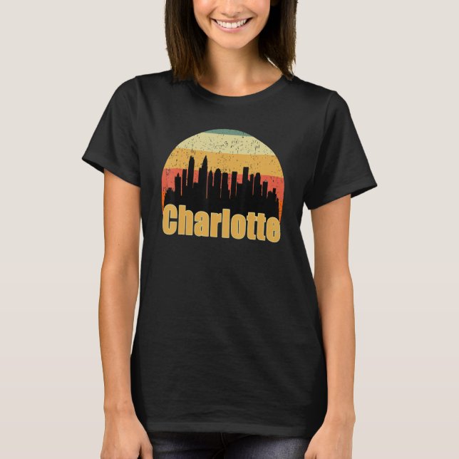 Camiseta Charlotte Nc Skyline Silhouette Sunset I Love Char (Frente)