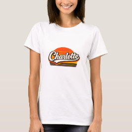 Camiseta Charlotte Retro Sunset Personalized Name Design