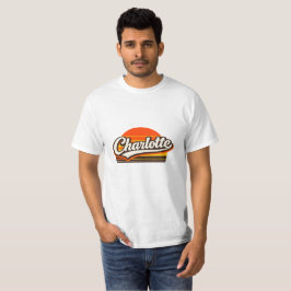 Camiseta Charlotte Retro Sunset Personalized Name Design