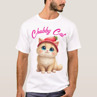 Camiseta Charm de Gato de Morango Kawaii