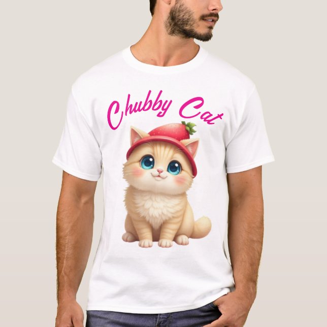 Camiseta Charm de Gato de Morango Kawaii (Frente)