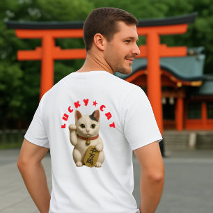 Camiseta Charme de Gatos Sortudos Japonês