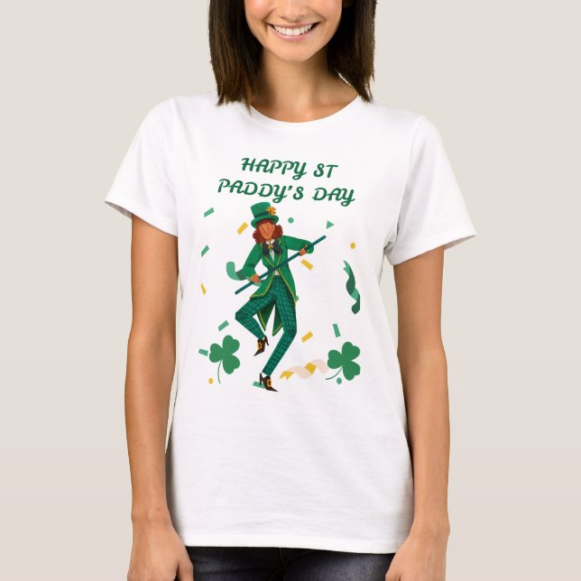 Camiseta "Charme Irlandês Dançante - Ruas. Tee do Dia de Pa (Frente)