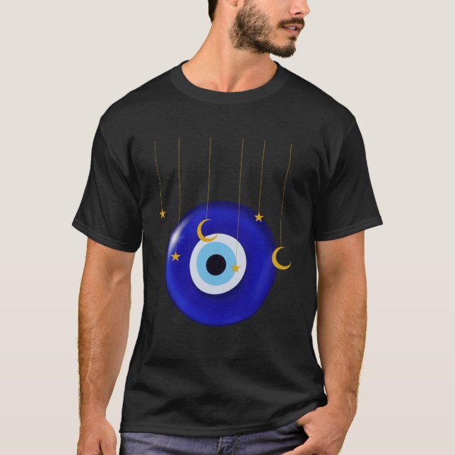 Camiseta Charme Mau de Olho Nazar para a Proteção do Islã I (Frente)