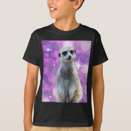Camiseta Charme Shimmering: Meerkat no fundo do livro rosa