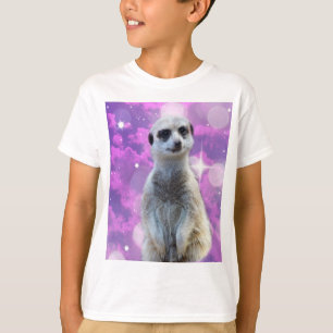 Camiseta Charme Shimmering: Meerkat no fundo do livro rosa