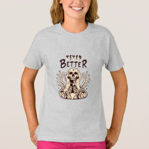 Camiseta Charme Spooky com Esqueleto de Halloween Nunca Mel
