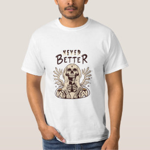 Camiseta Charme Spooky com Esqueleto de Halloween Nunca Mel