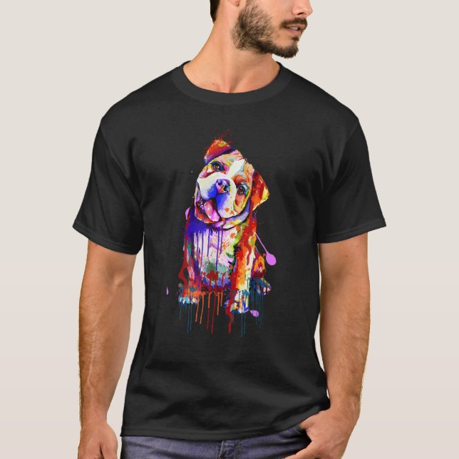 Camiseta Charming Bulldog Rainbow Colors Splash Art (Frente)