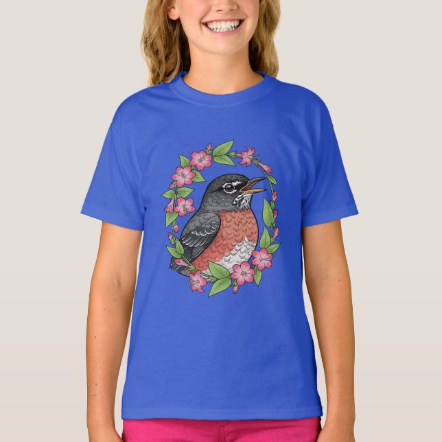 Camiseta Charming Connecticut Bird With Mirabilis (Frente)