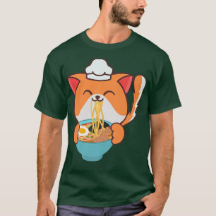 Camiseta Charming Gourmet Chef Cat Teating Ramen Com Ch