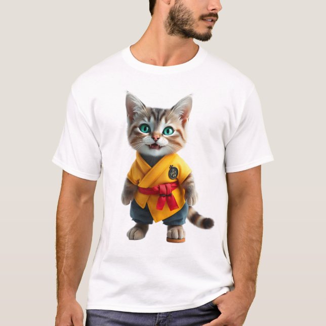 Camiseta Charming Kitten in Yellow Kimono T-Shirt (Frente)