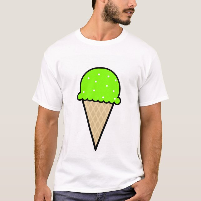 Camiseta Chartreuse, Neon Green Sorvete Cone (Frente)