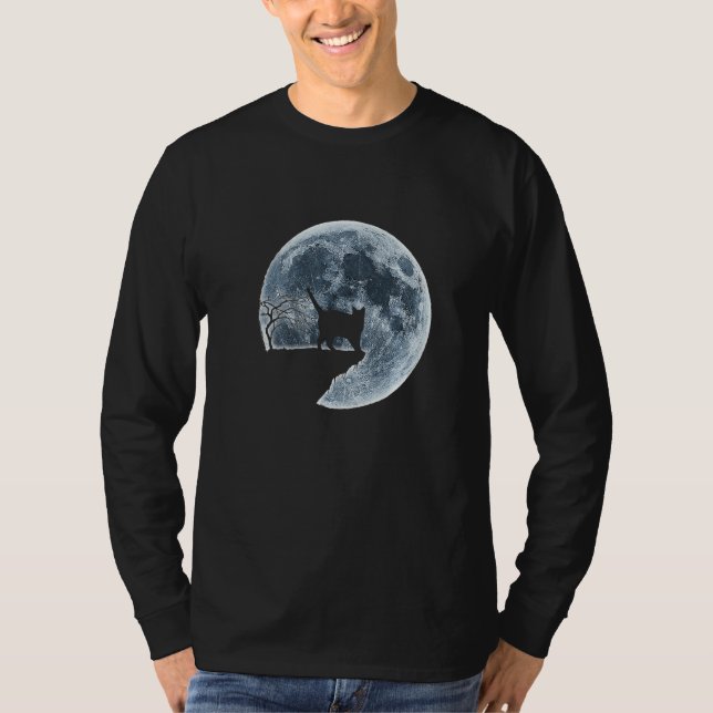 Camiseta Chartreux Halloween Costume Moon Silhouette (Frente)