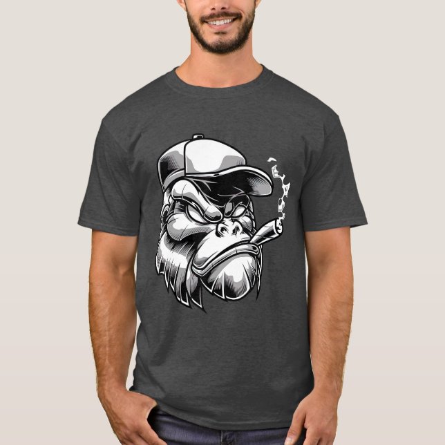 Camiseta Charuto Gorilla Silverback Macaco Ape Gift (Frente)