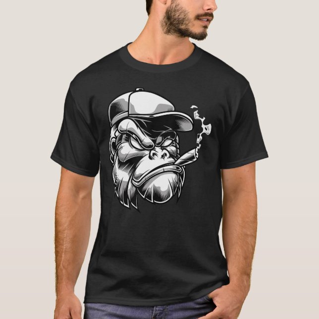 Camiseta Charuto Gorilla Silverback Macaco Ape Gift (Frente)